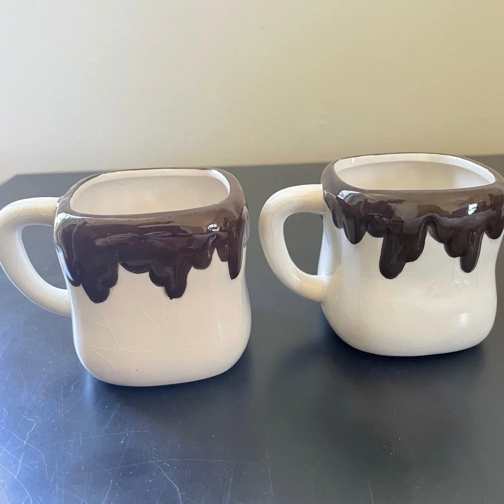 Set of 4 Marshmallow Mini Mugs Kawaii Cute Faces Hot Chocolate Kids Children Fun